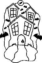 coloriage maison hantee avec chauves souris
